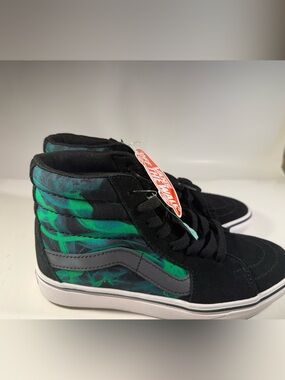 Vans Sk8 Hi Comfycush After Dark Sneakers in Black Green Men’s Sz 4 Women SZ 5.5
